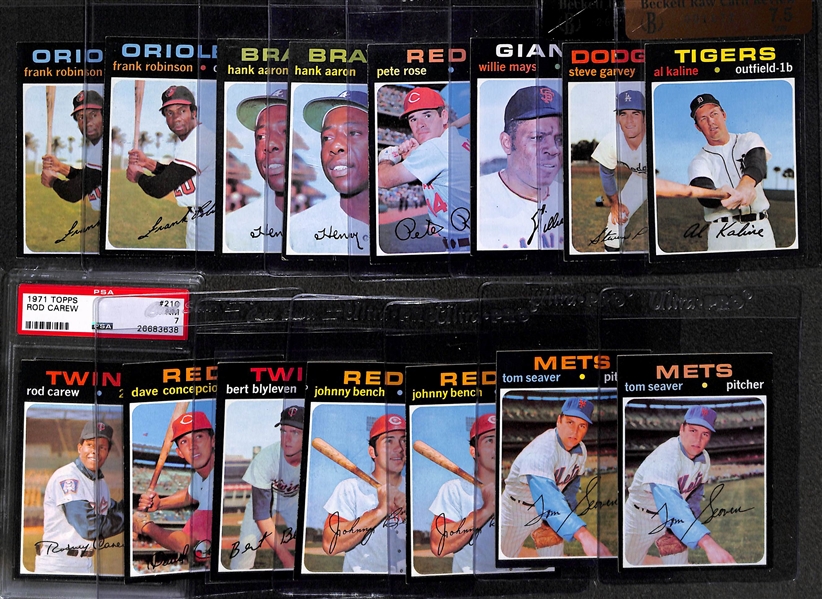 Lot of 15 - 1971 Topps Baseball Cards w. Al Kaline BVG 7.5